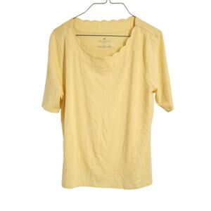 Talbots Yellow Short Sleeve Top Womens Petite Large LP